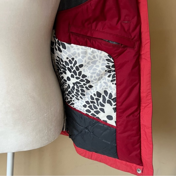Columbia Sportwear Company Medium Red White Winter Coat Jacket Detachable Hood - Picture 7 of 16